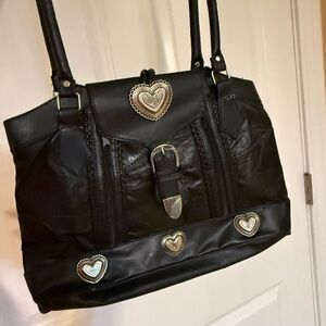 Vintage Tote Bag with Heart Accents